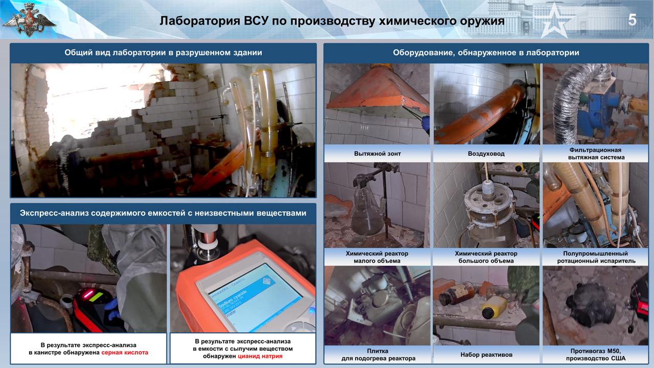ВС РФ под Авдеевкой обнаружили лабораторию ВСУ по производству химоружия ВС РФ под Авдеевкой обнаружили лабораторию ВСУ по производству химоружия